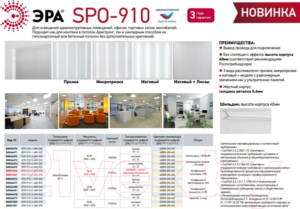 Изображение товара Панель светодиодная ЭРА SPO-910-2-65K-045 / Б0046480
