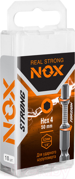 Изображение товара Набор бит Nox Strong Torsion E6.3 Hex-4-50 / 338450 (10шт)