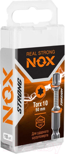Изображение товара Набор бит Nox Strong Torsion E6.3 Tx-10-50 / 339105 (10шт)