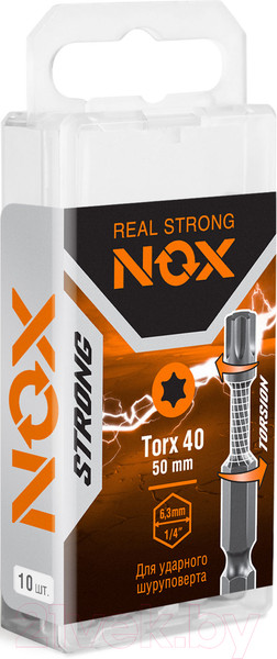 Изображение товара Набор бит Nox Strong Torsion E6.3 Tx-40-50 / 339405 (10шт)