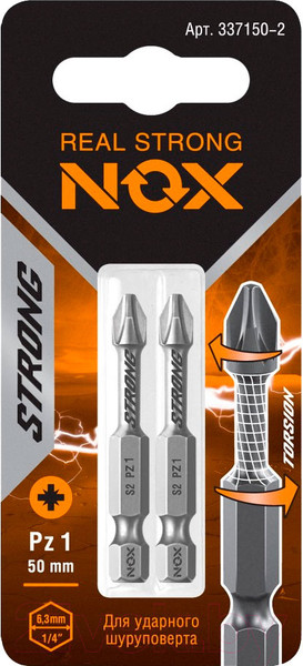 Изображение товара Набор бит Nox Strong Torsion E6.3 Pz1-50 / 337150-2 (2шт)