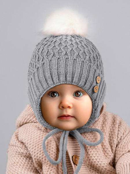 Изображение товара Шапочка для малышей Amarobaby Pure Love Wool / AB-OD20-PLW16/11 (серый, р-р 38-40)