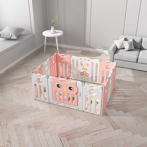 Изображение товара Игровой манеж Pituso Сова / L-ZDWL03 (персиковый/белый)