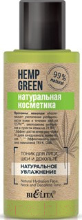 Изображение товара Тоник для лица Belita Hemp Green Натуральное увлажнение для лица шеи и декольте (95мл)