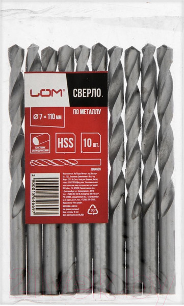 Изображение товара Набор сверл LOM 1864669