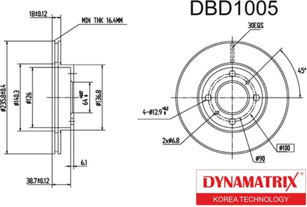 Изображение товара Тормозной диск Dynamatrix DBD1005