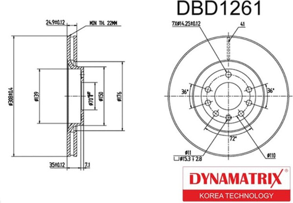 Изображение товара Тормозной диск Dynamatrix DBD1261