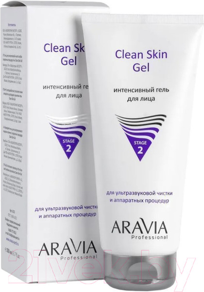 Изображение товара Гель для лица Aravia Professional Clean Skin Gel Интенсивный д/ультразвуковой чистки (200мл)