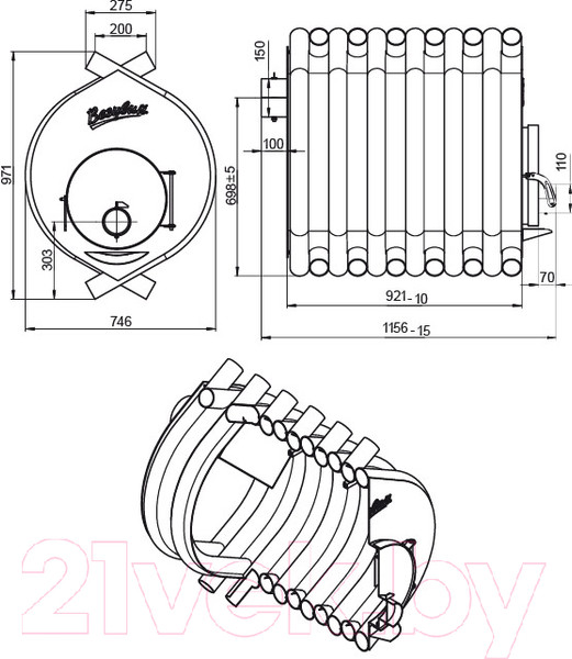 Изображение товара Печь отопительная Везувий АОГТ 03