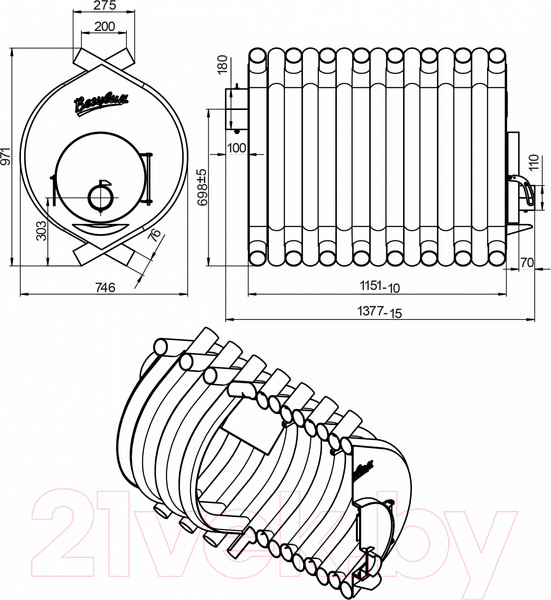 Изображение товара Печь отопительная Везувий АОГТ 04