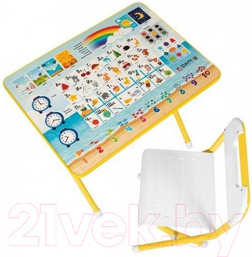 Изображение товара Комплект мебели с детским столом Дэми Азбука (желтый)