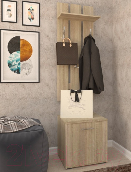 Изображение товара Секция в прихожую Кортекс-мебель Лара СП2 (дуб сонома)