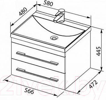 Изображение товара Умывальник Aquanet Нота-58 / 281220