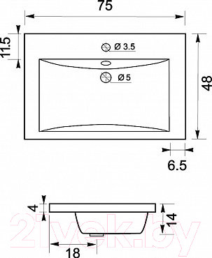 Изображение товара Умывальник Aquanet Нота-75 / 281221