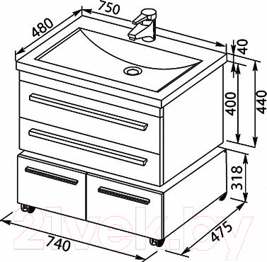 Изображение товара Умывальник Aquanet Нота-75 / 281221