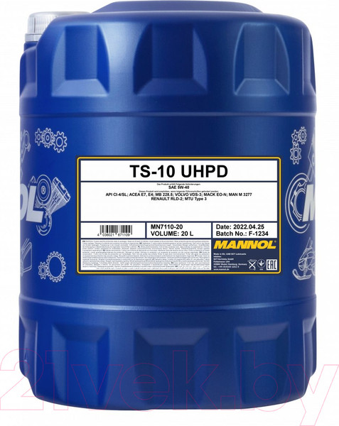Изображение товара Моторное масло Mannol TS-10 5W40 UHPD CI-4/SL / MN7110-20 (20л)