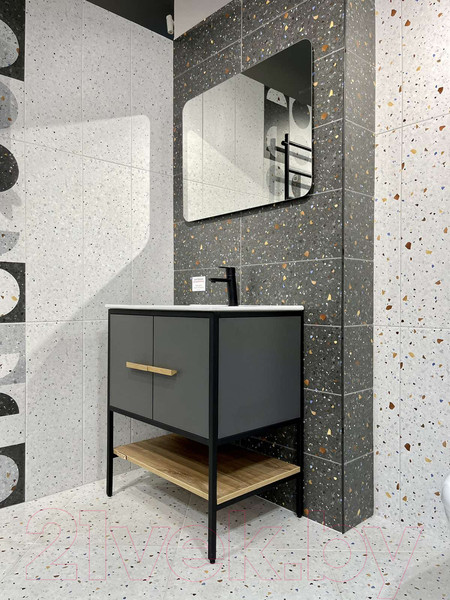 Изображение товара Тумба под умывальник Дабер 010 / Т10.7.2.4 (черный/серый/дуб канзас коричневый)