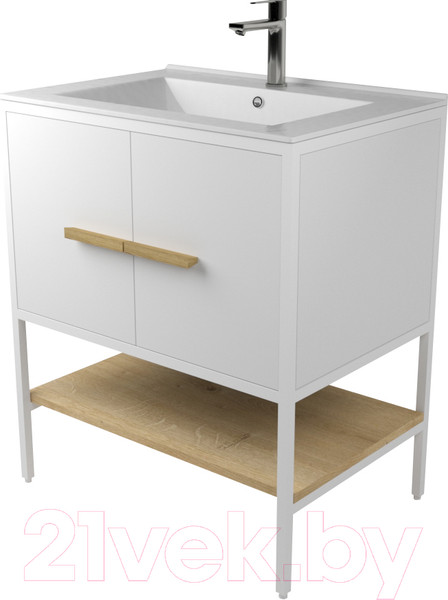 Изображение товара Тумба под умывальник Дабер 010 / Т10.7.1.5 (белый/белый/дуб гамильтон натуральный)