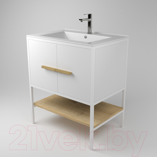 Изображение товара Тумба под умывальник Дабер 010 / Т10.7.1.5 (белый/белый/дуб гамильтон натуральный)