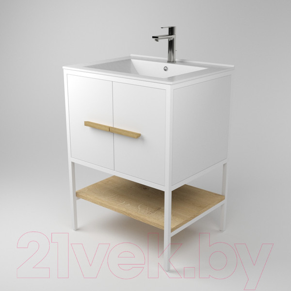Изображение товара Тумба под умывальник Дабер 010 / Т10.6.1.5 (белый/белый/дуб гамильтон натуральный)