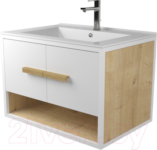 Изображение товара Тумба под умывальник Дабер 009 / Т9.7.1.5 (белый/белый/дуб гамильтон натуральный)