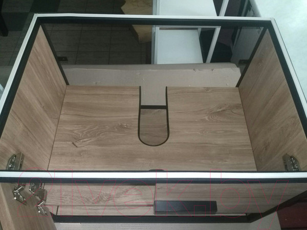 Изображение товара Тумба под умывальник Дабер 009 / Т9.7.2.4 (черный/серый/дуб канзас коричневый)