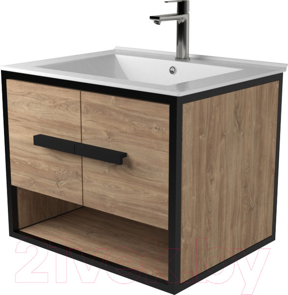 Изображение товара Тумба под умывальник Дабер 009 / Т9.6.2.6 (черный/дуб канзас коричневый)