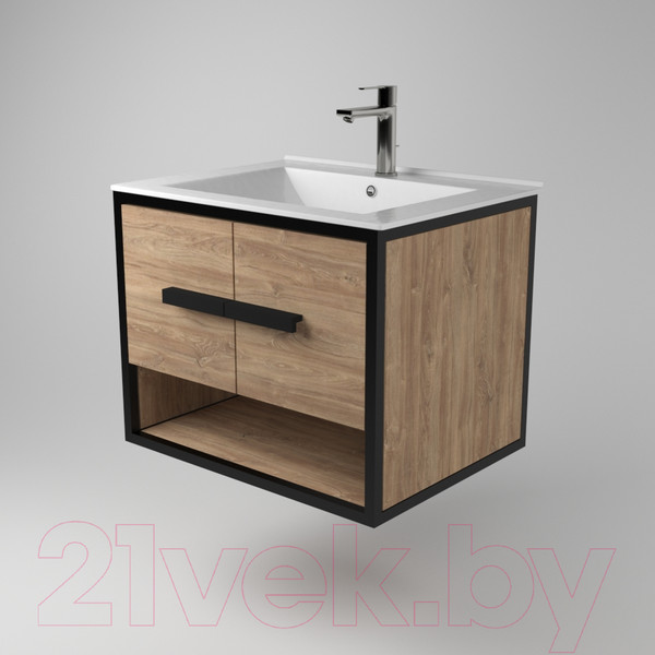 Изображение товара Тумба под умывальник Дабер 009 / Т9.6.2.6 (черный/дуб канзас коричневый)