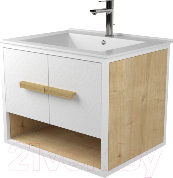 Изображение товара Тумба под умывальник Дабер 009 / Т9.6.1.5 (белый/белый/дуб гамильтон натуральный)