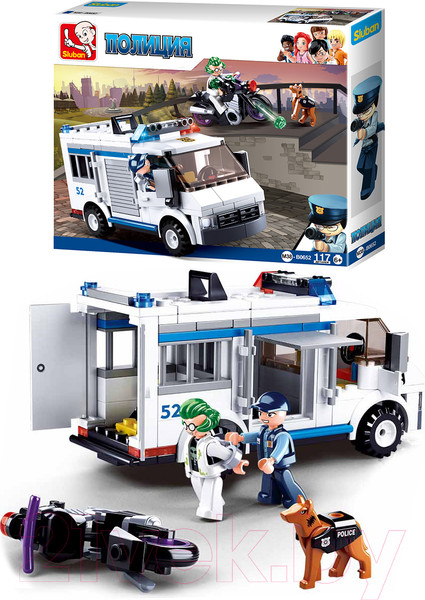 Изображение товара Конструктор Sluban Полиция. Погоня на бронеавтобусе / RC-M38-B0652 (117эл)