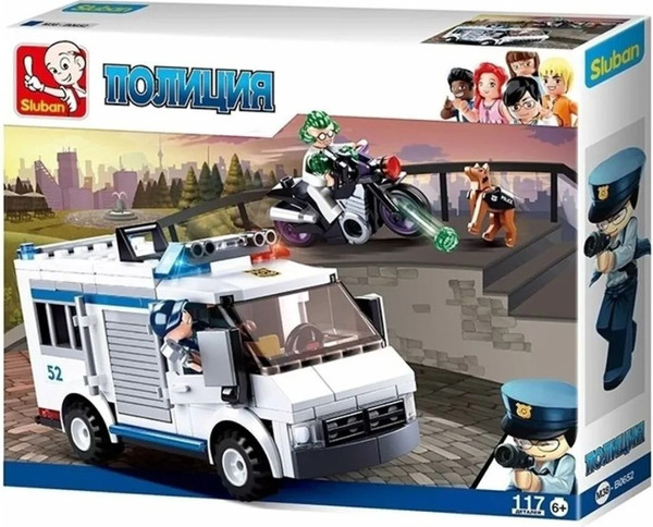 Изображение товара Конструктор Sluban Полиция. Погоня на бронеавтобусе / RC-M38-B0652 (117эл)