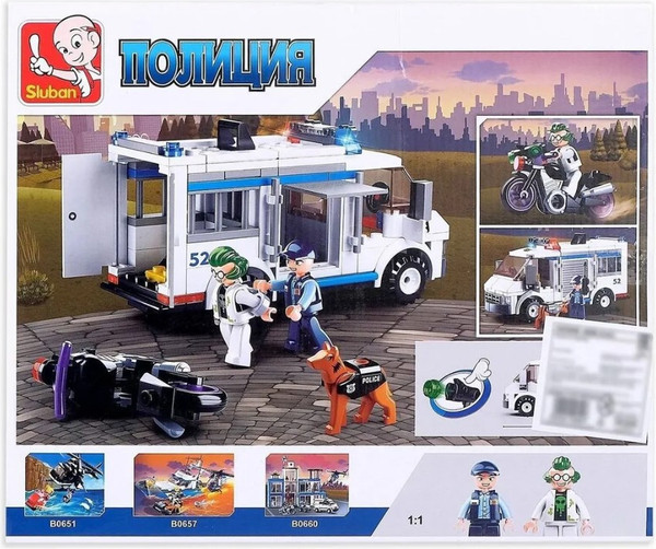 Изображение товара Конструктор Sluban Полиция. Погоня на бронеавтобусе / RC-M38-B0652 (117эл)