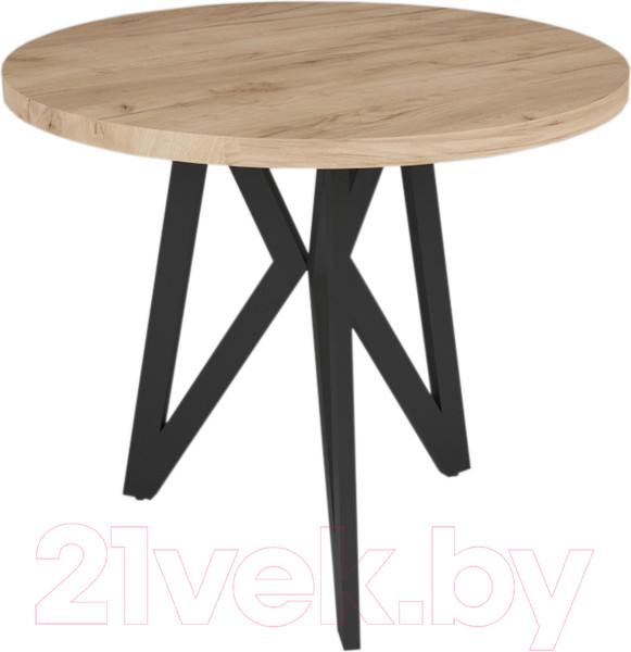 Изображение товара Обеденный стол Дабер 001 Круглый / С1.10.2.2 (опора металл черный/дуб крафт золото)