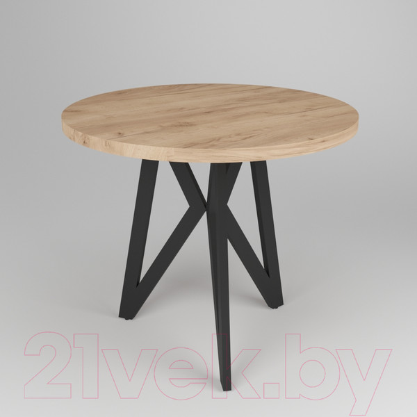 Изображение товара Обеденный стол Дабер 001 Круглый / С1.10.2.2 (опора металл черный/дуб крафт золото)