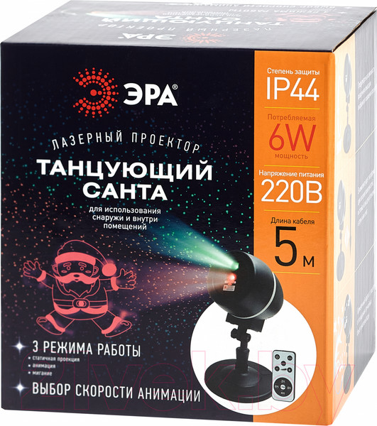 Изображение товара Лазерный проектор ЭРА Laser Танцующий Санта / Б0047977