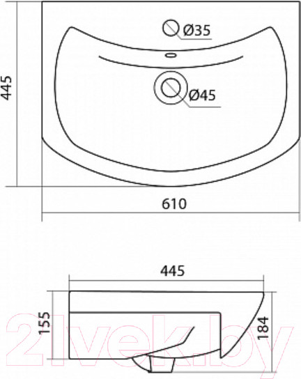 Изображение товара Тумба с умывальником Акватон Бекка (1A1966K1BAC20)