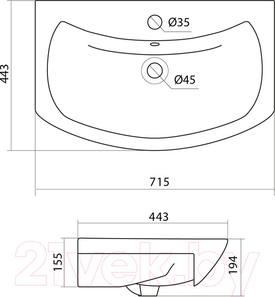 Изображение товара Тумба с умывальником Акватон Бекка 70 (1A2087K1BAC20)
