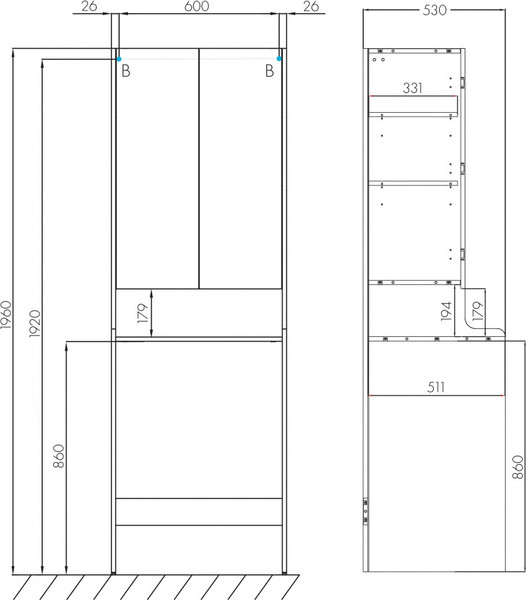 Изображение товара Шкаф для ванной Акватон Лондри (1A260503LH010)