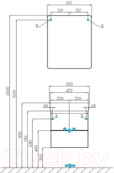 Изображение товара Тумба с умывальником Акватон Скай (1A2380K1SY010)