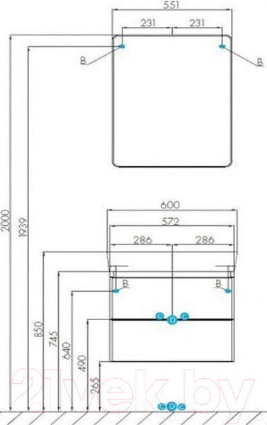 Изображение товара Тумба с умывальником Акватон Скай (1A2382K1SY010)
