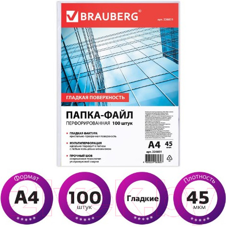 Изображение товара Набор файлов Brauberg 226831 (100шт)