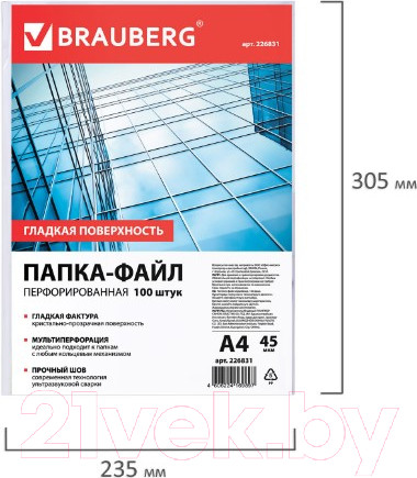 Изображение товара Набор файлов Brauberg 226831 (100шт)