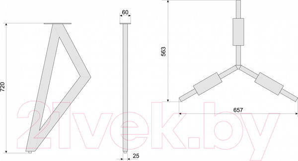 Изображение товара Подстолье Дабер тип 6 / П6.3 (металл серый графит)