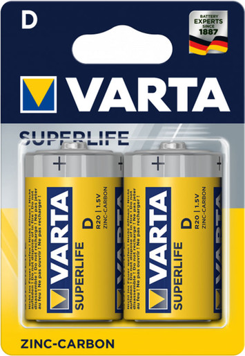 Изображение товара Комплект батареек Varta Superlife Mono 2D R20P / 02020101412 (2шт)