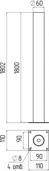 Изображение товара Столб для уличного светильника ЭРА НТУ h1800mm / Б0048093