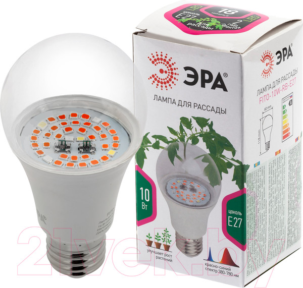 Изображение товара Лампа для растений ЭРА FITO-10W-RB-E27 / Б0050600