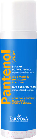 Изображение товара Спрей после загара Farmona Panthenol Для лица и тела Регенерирующе-успокаивающая аэрозоль (150мл)