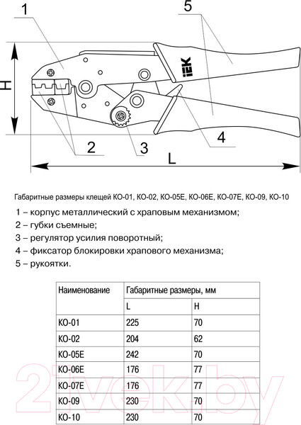 Изображение товара Инструмент обжимной IEK КО-05Е / TKL20-D05-006