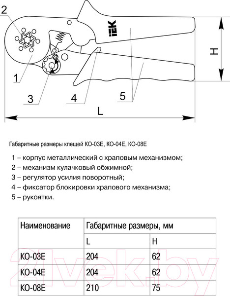 Изображение товара Инструмент обжимной IEK КО-03Е / TKL20-D4
