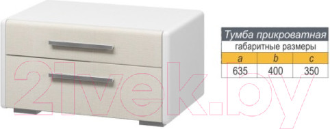 Изображение товара Прикроватная тумба Bravo Мебель Вива 2 ящ (белый глянец/платина/белый)